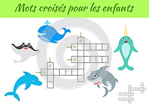 Mots croisÃ©s pour les enfants - Crossword for kids. Crossword game with pictures. Kids activity worksheet colorful printable