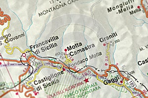 Motta Camastra. Map. The islands of Sicily, Italy photo