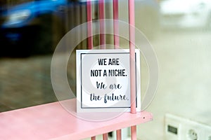 Motto in shop window