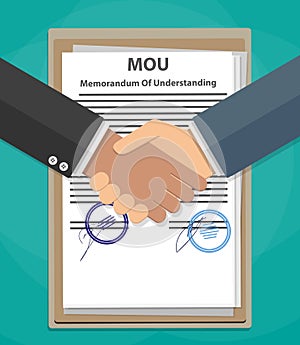 MOU memorandum of understanding handshake