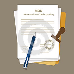 Mou memorandum of understanding legal document agreement stamp photo