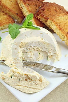 Moulded chicken meat pate vertical photo