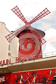 Moulin rouge paris exterior france, red windmill