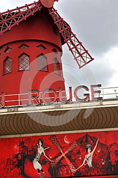 Moulin rouge paris france, red windmill