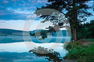 Moulinet lake at dawn , le Buisson ,Lozere , France