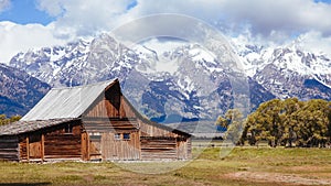 The Moulton Barn and Tetons in the Background