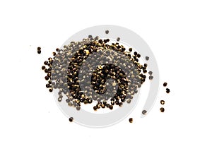 Mound of Basella alba or malabar spinach seeds isolated on white background