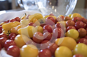 Mound of Cherry Tomatoes on Kitchen Counter