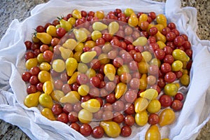 Mound of Cherry Tomatoes on Kitchen Counter