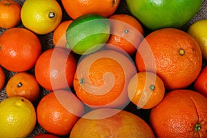 Mound citrus on sacking macro