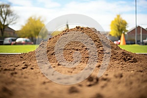 a mound of freshly dug loamy soil