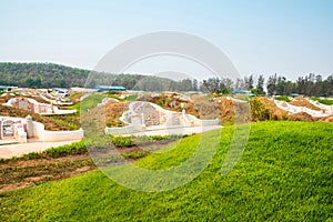 Mound and slope grass graves