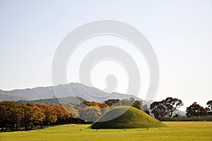 Mound tomb tumuli of Silla Kingdom in Gyeongju, South Korea photo