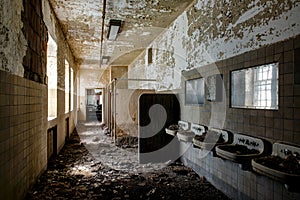 Mounds of Bird Poop Inside Bathroom Sinks - Abandoned Hospital