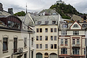 Mount Aksla towers over the Alesund centre, at More og Romsdal, Norway