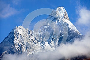 Mount Ama Dablam within clouds