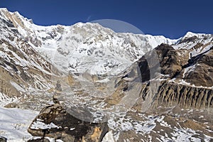 Mount Annapurna Landscape Glaciated Valley Base Camp Nepal Himalaya Mountains photo