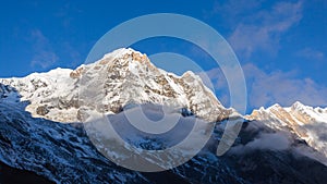 Mount Annapurna South on sunrise, Annapurna Conservation Area, Himalaya, Nepal.