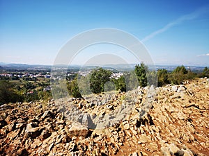 Mount of apparitions in Medjugorje, Bosnia and Herzegovina. Artistic look in vivid colors.