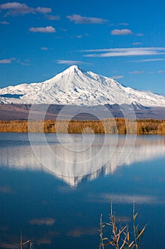 Mount of Ararat reflected in the lake