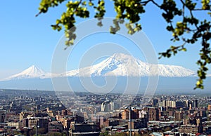 Mount Ararat and Yerevan city. photo