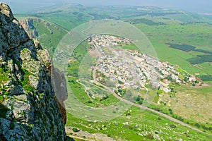 Mount Arbel, with Wadi Hamam village