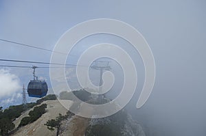 Mount Babadag and the new funicular , Oludeniz beach, Turkey