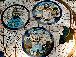 Mount of Beatitudes. Israel. July 9, 2015: Mosaic in the Catholic chapel on Mount of Beatitudes