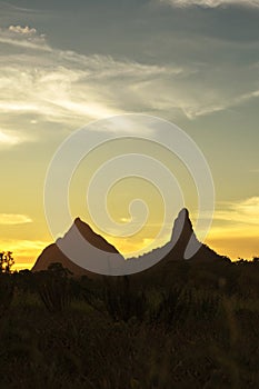 Mount Beerwah in the afternoon sun.