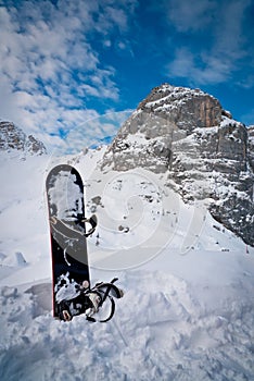 Mount Bilapec and snowboard