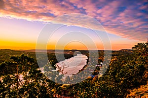 Mount Bonnell Belt of Venus Sunset Austin Central Texas photo