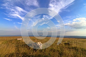 Mount Brocken, summit landscape panorama, Harz mountain range, Saxony-Anhalt, Germany