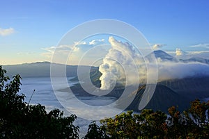 Mount Bromo, Active volcano in East Java, Indonesia.