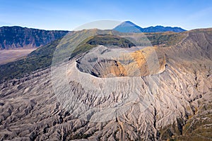 Mount bromo crater top view in East Java, Indonesia