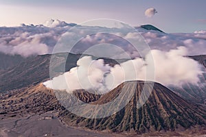 Mount Bromo and Semeru volcano landscape view high resolution image