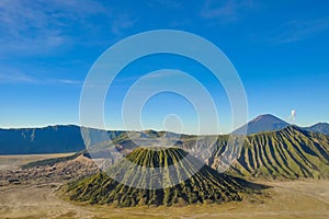 Mount Bromo volcano and Blue sky with clouds