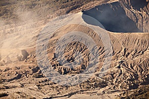 Mount Bromo volcano Gunung Bromo during sunrise from viewpoint on Mount Penanjakan, in East Java, Indonesia