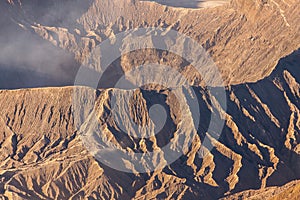 Mount Bromo volcano Gunung Bromo during sunrise from viewpoint on Mount Penanjakan, in East Java, Indonesia