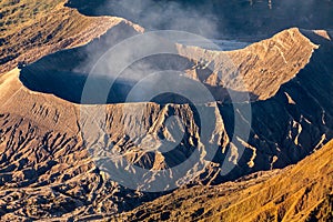 Mount Bromo volcano & x28;Gunung Bromo& x29; during sunrise from viewpoint on Mount Penanjakan, in East Java, Indonesia