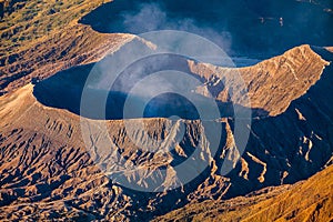 Mount Bromo volcano (Gunung Bromo) during sunrise from viewpoint on Mount Penanjakan, in East Java, Indonesia