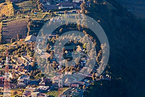 Mount Bromo volcano & x28;Gunung Bromo& x29; during sunrise from viewpoint on Mount Penanjakan, in East Java, Indonesia