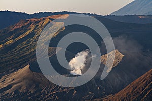 Mount Bromo volcano during sunrise, the magnificent view of Mt. Bromo located in Bromo Tengger Semeru National Park