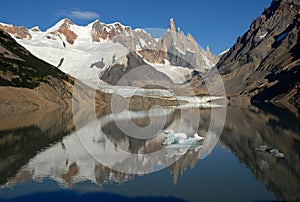 Mount Cerro Torre from lake Torre