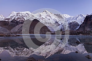 Mount Cho Oyu reflection in water.