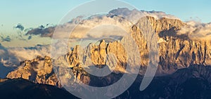 Mount Civetta evening sunset Alps Dolomites mountains photo