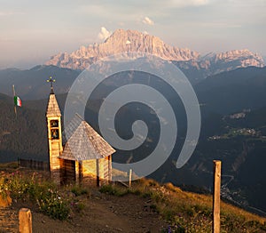 Mount Col DI Lana with chapel to mount Civetta photo