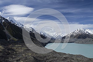 Mount Cook/Aoraki, Tasman Glacier and Tasman Lake, New Zealand