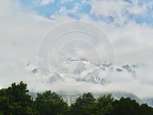 Mount Cook is cover by fog in the morning.