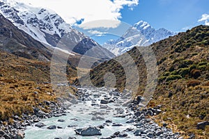 Mount Cook in Hooker Valley, Mount Cook National Park, New Zealand