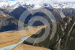 Mount Cook National Park aerial view, South Island, New Zealand